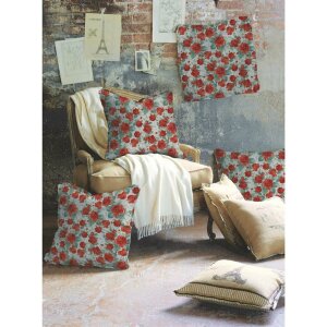 Canvas - Magical roses - red grey