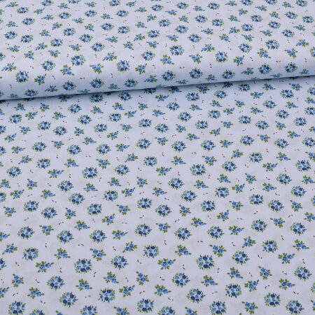Cotton Woven Fabrics little flower bouquets on light blue