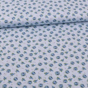 Cotton Woven Fabrics little flower bouquets on light blue