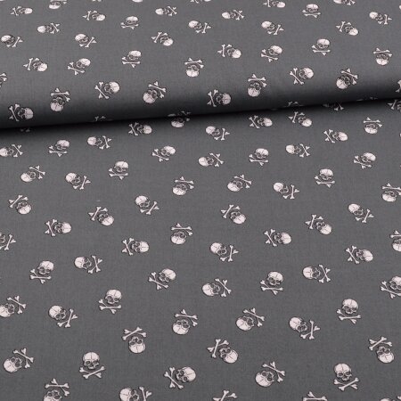 Cotton Woven Fabrics little Pirate Skulls - grey