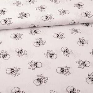 Cotton Woven Fabrics pirate skulls - white
