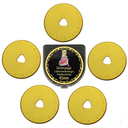 45 mm Spare Blades for Rotary Cutter titanium coated/ Rotary Cutter Blades (5 Pack Standard)
